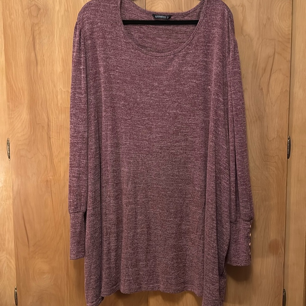 Bloomchic plain heathered elastic cuff dolman sleeve top